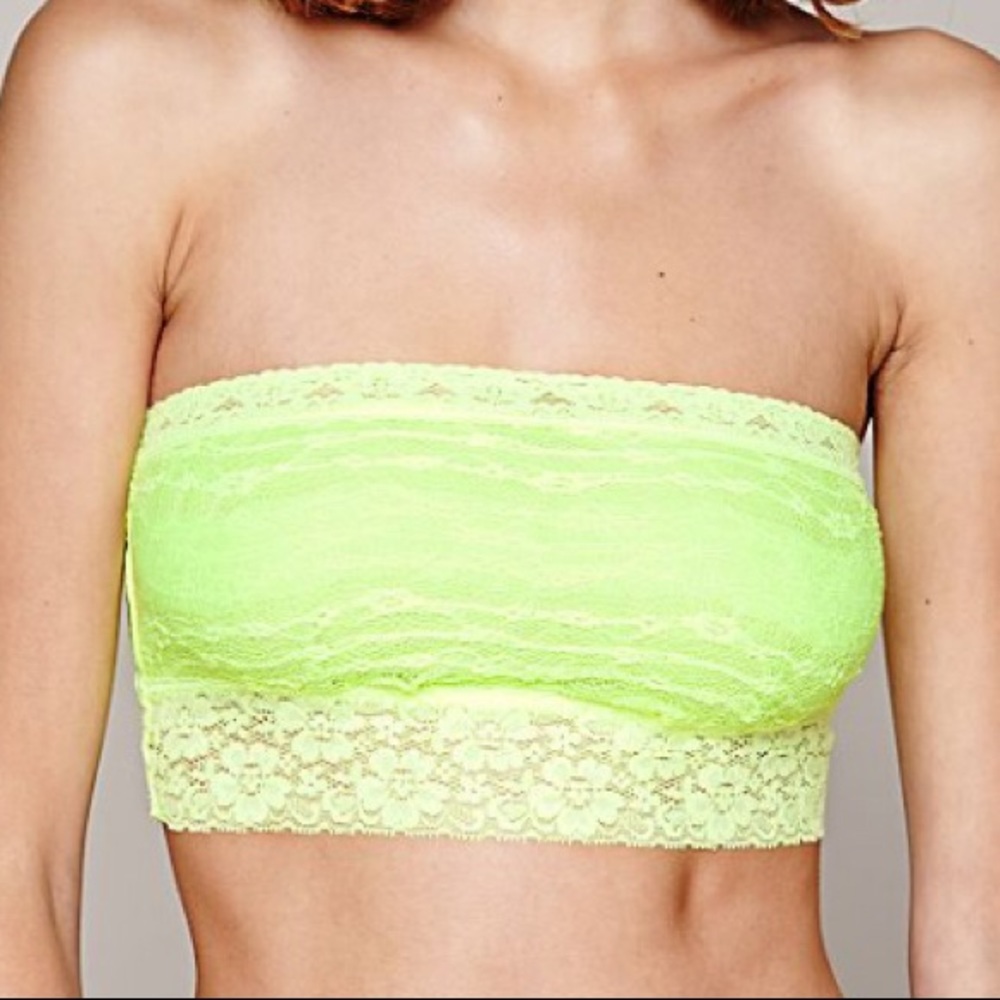 🌸Free People🌸 Lace Trim Bandeau 🌟Neon Yellow🌟